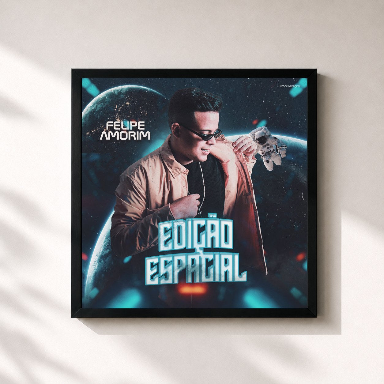 #noir Tableau carré de l'album Edição Espacial de Felipe Amorim, cadre noir 32x32 cm