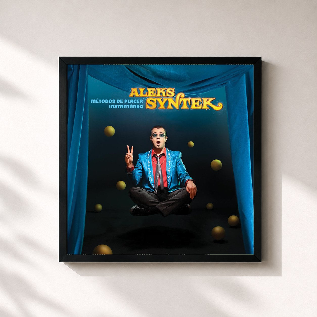 #noir Tableau carré de l'album Métodos De Placer Instantáneo de Aleks Syntek, cadre noir 32x32 cm