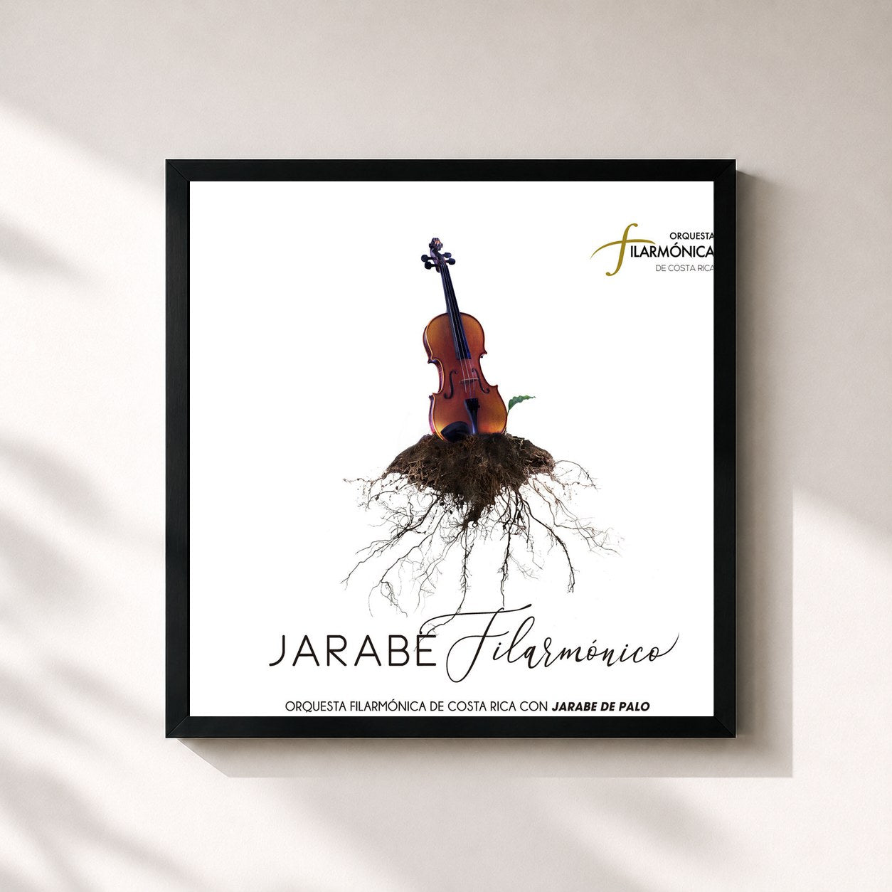 #noir Tableau carré de l'album Jarabe Filarmónico de Jarabe de Palo, cadre noir 32x32 cm