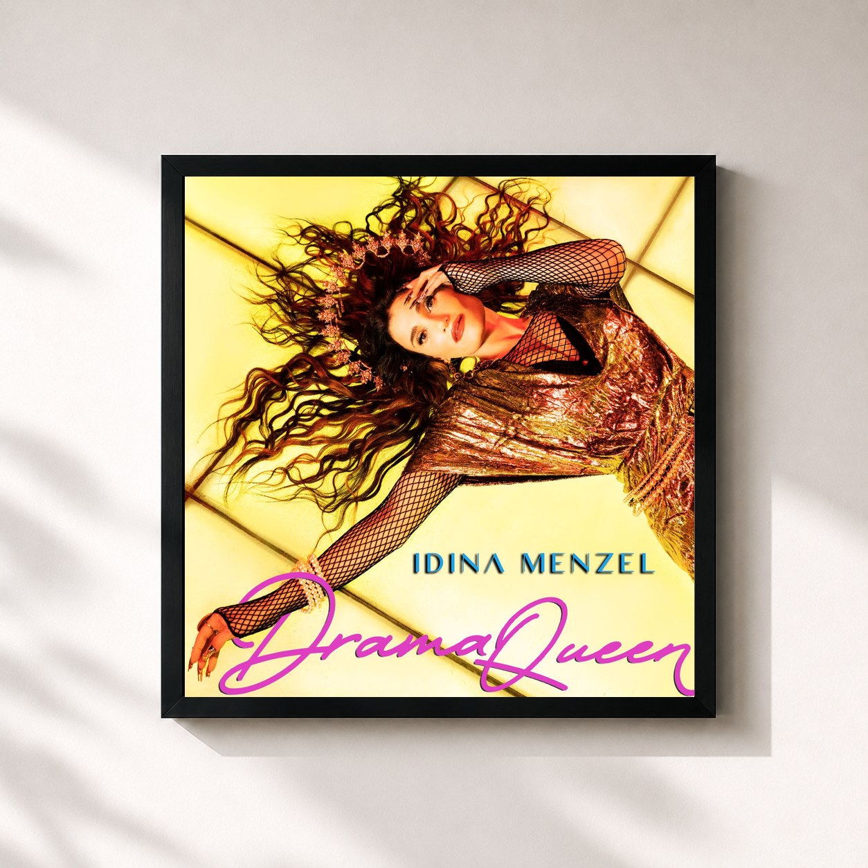 #noir Tableau carré de l'album Drama Queen de Idina Menzel, cadre noir 32x32 cm
