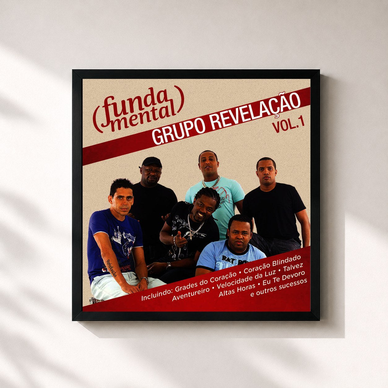 #noir Tableau carré de l'album Fundamental - Grupo Revelação Vol.1 de Grupo Revelação, cadre noir 32x32 cm