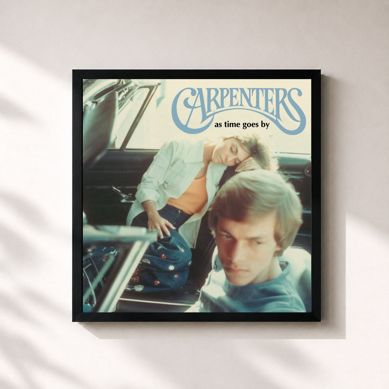 #noir Tableau carré de l'album As Time Goes By de Carpenters, cadre noir 32x32 cm