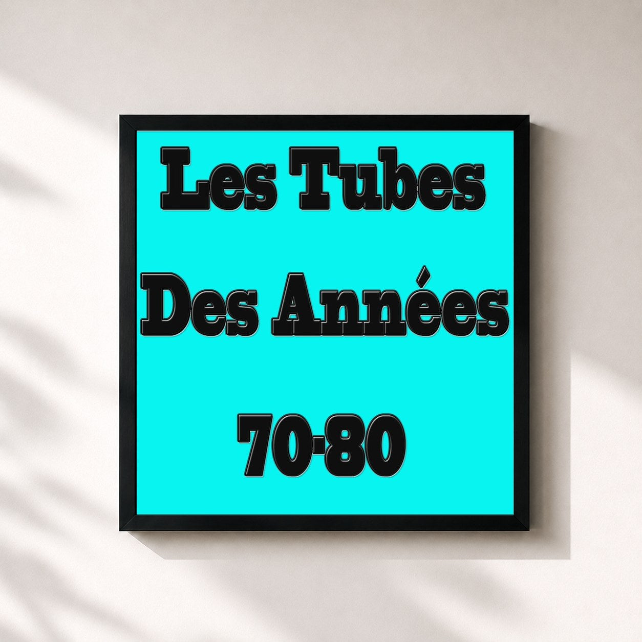 #noir Tableau carré de l'album Les tubes des années 70-80 de Thomas, cadre noir 32x32 cm