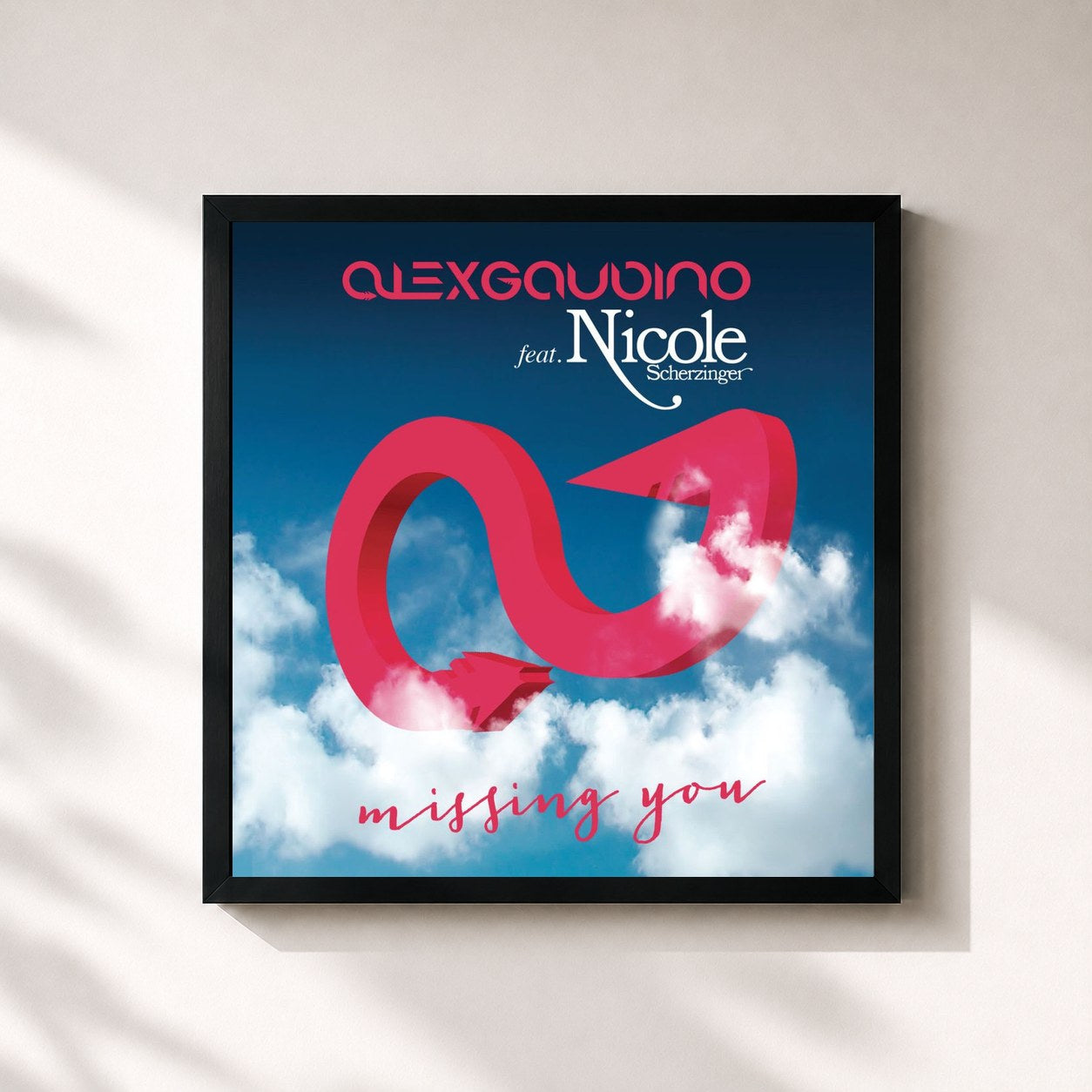 #noir Tableau carré de l'album Missing You (Remixes) (feat. Nicole Scherzinger) de Alex Gaudino, cadre noir 32x32 cm