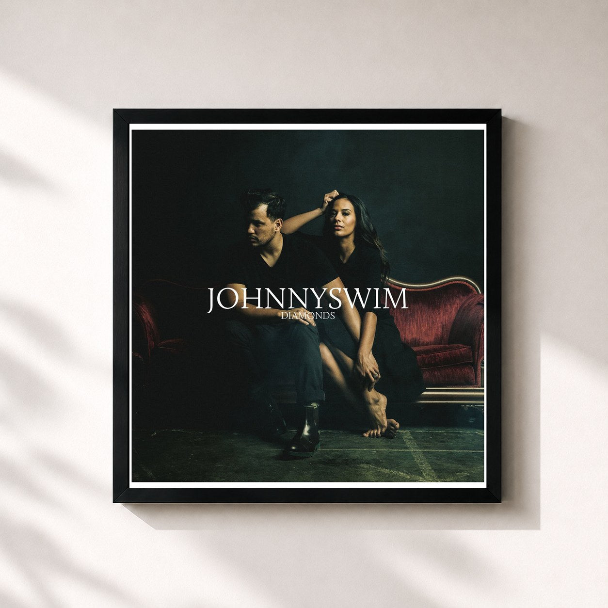 #noir Tableau carré de l'album Diamonds de JOHNNYSWIM, cadre noir 32x32 cm