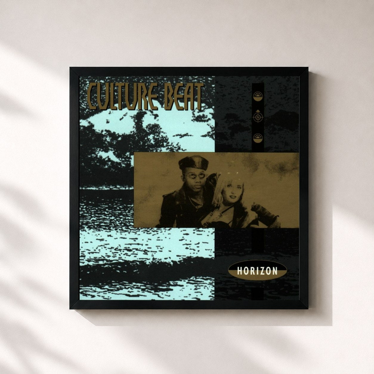#noir Tableau carré de l'album Horizon de Culture Beat, cadre noir 32x32 cm