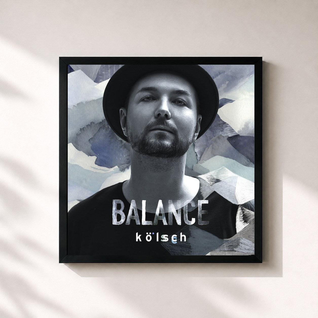 #noir Tableau carré de l'album Balance Presents Kölsch de Kölsch, cadre noir 32x32 cm