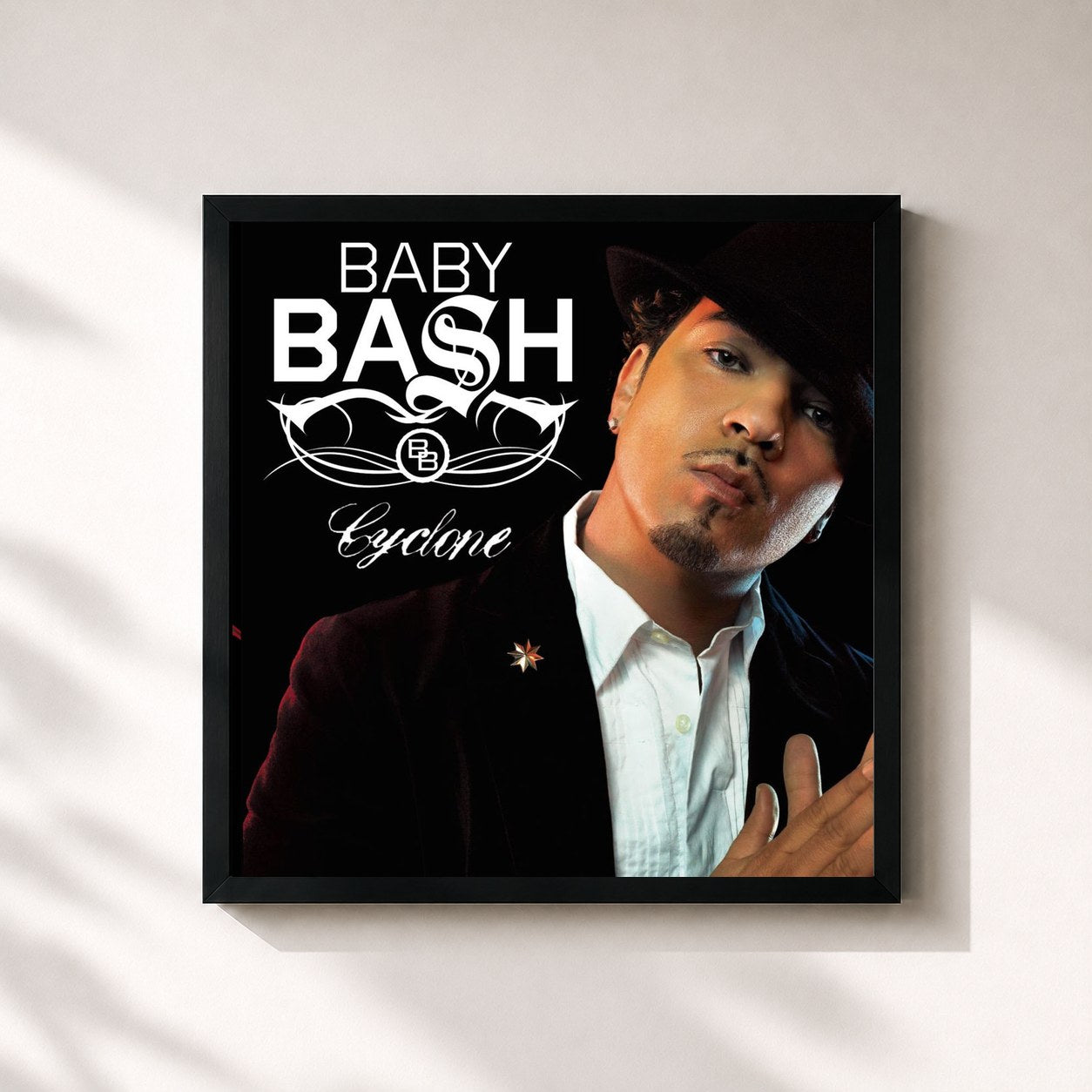 #noir Tableau carré de l'album Cyclone de Baby Bash, cadre noir 32x32 cm