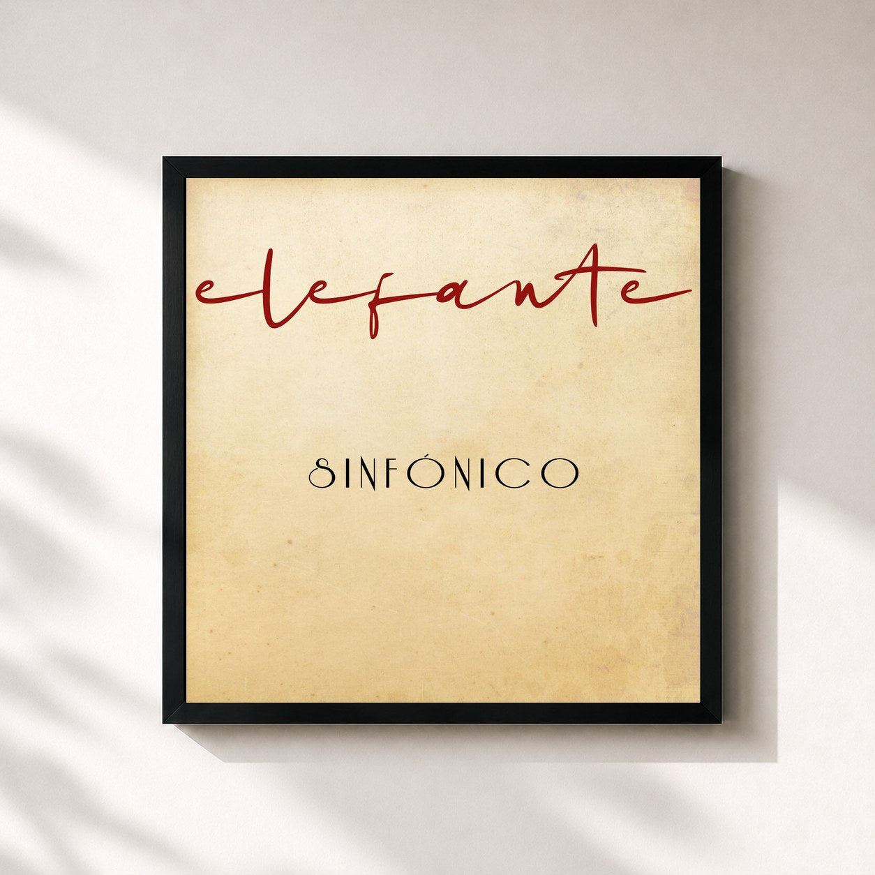 #noir Tableau carré de l'album Sinfónico de Elefante, cadre noir 32x32 cm
