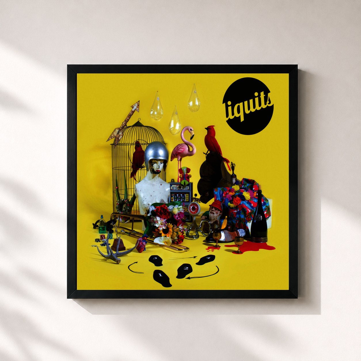 #noir Tableau carré de l'album Ven Ven de Liquits, cadre noir 32x32 cm