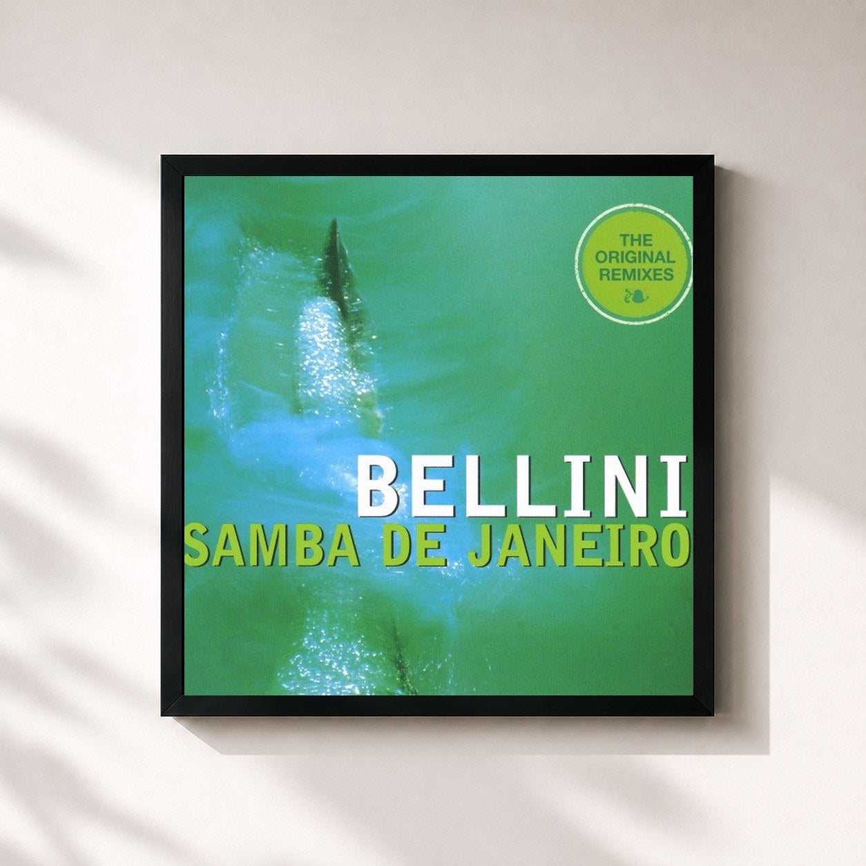 #noir Tableau carré de l'album Samba de Janeiro - The Original Remixes de Bellini, cadre noir 32x32 cm