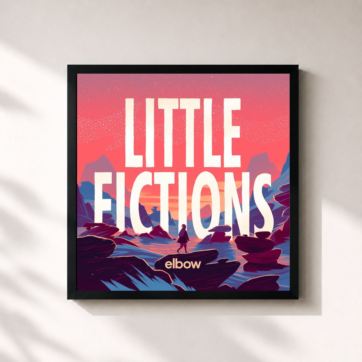 #noir Tableau carré de l'album Little Fictions de Elbow, cadre noir 32x32 cm