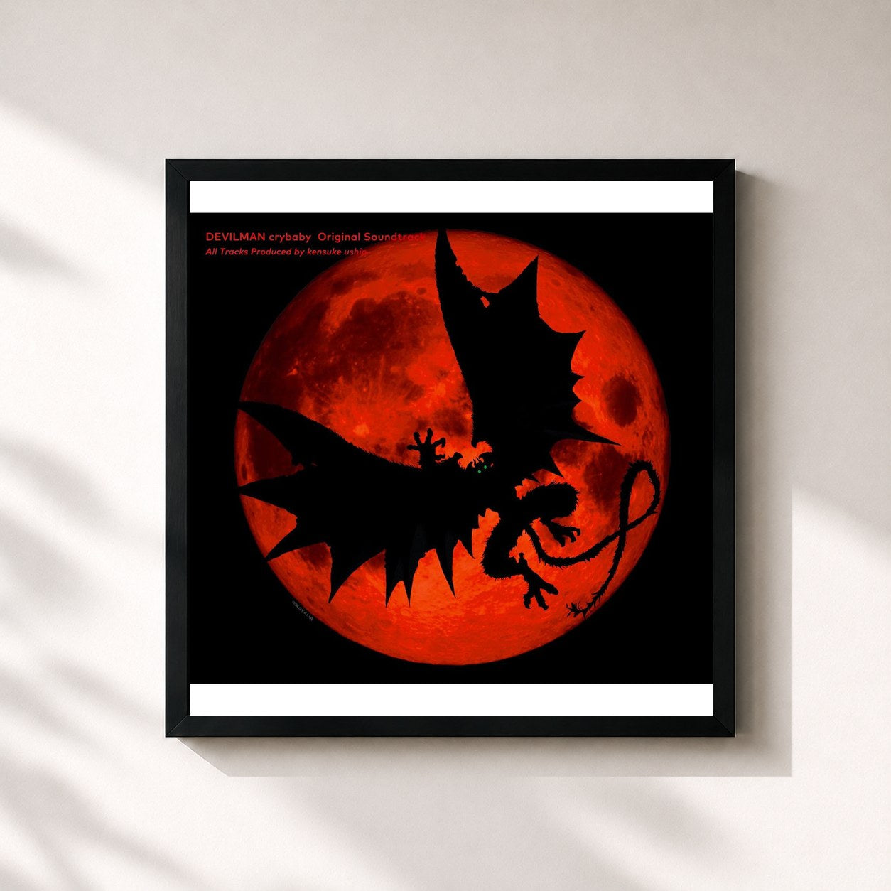 #noir Tableau carré de l'album DEVILMAN crybaby (Original Soundtrack) de kensuke ushio, cadre noir 32x32 cm
