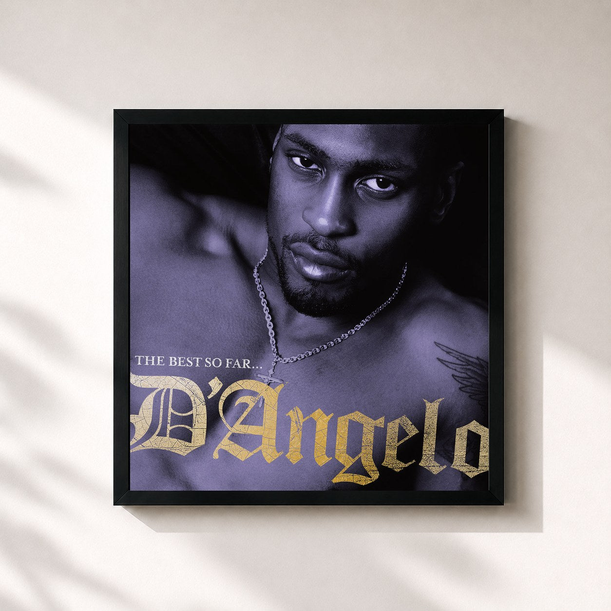#noir Tableau carré de l'album The Best So Far de D'Angelo, cadre noir 32x32 cm
