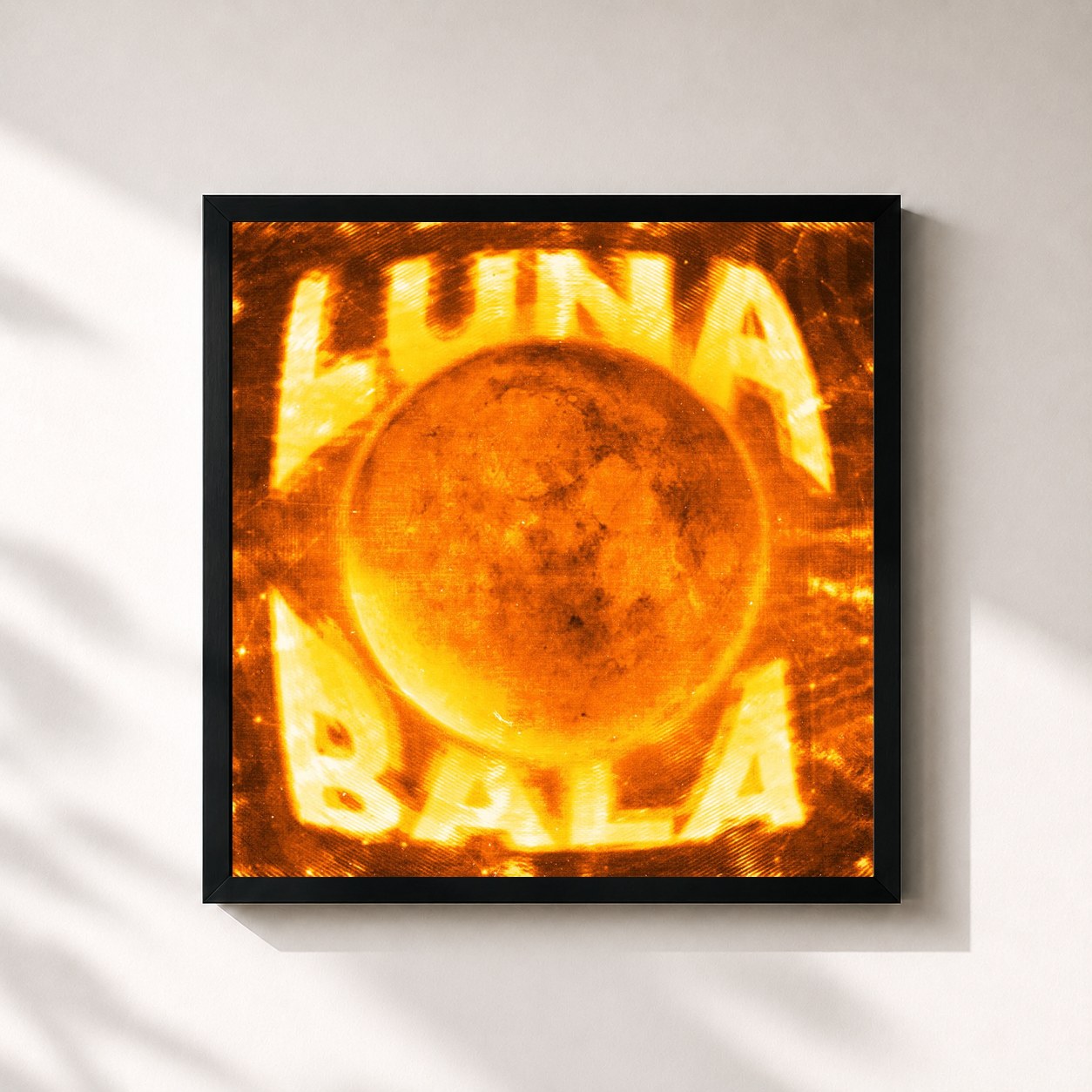 #noir Tableau carré de l'album LUNA BALA de Yb Wasg'ood, cadre noir 32x32 cm