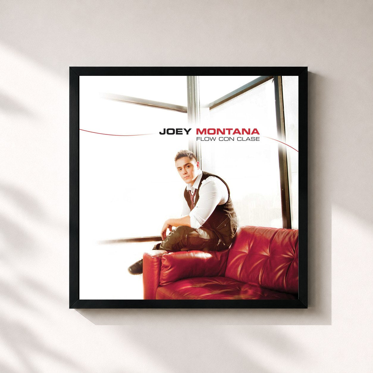 #noir Tableau carré de l'album Flow Con Clase de Joey Montana, cadre noir 32x32 cm