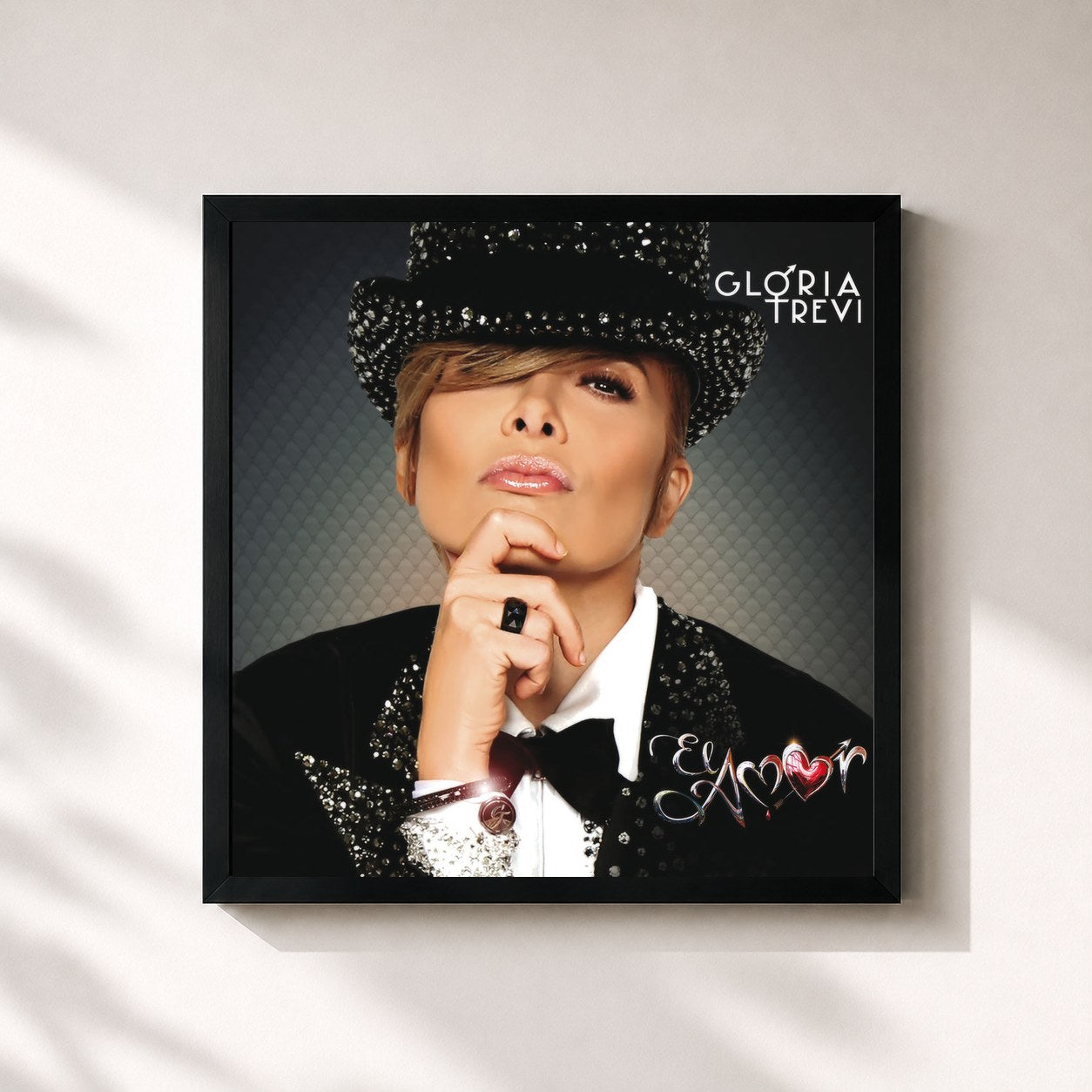 #noir Tableau carré de l'album El Amor de Gloria Trevi, cadre noir 32x32 cm