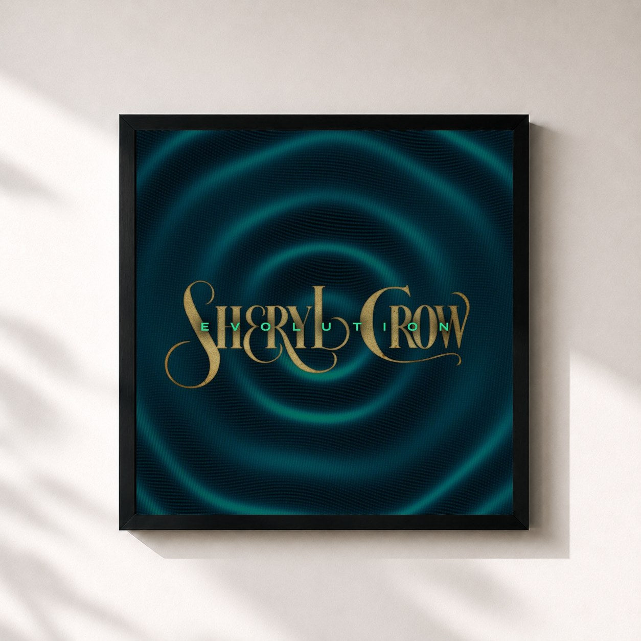 #noir Tableau carré de l'album Evolution de Sheryl Crow, cadre noir 32x32 cm