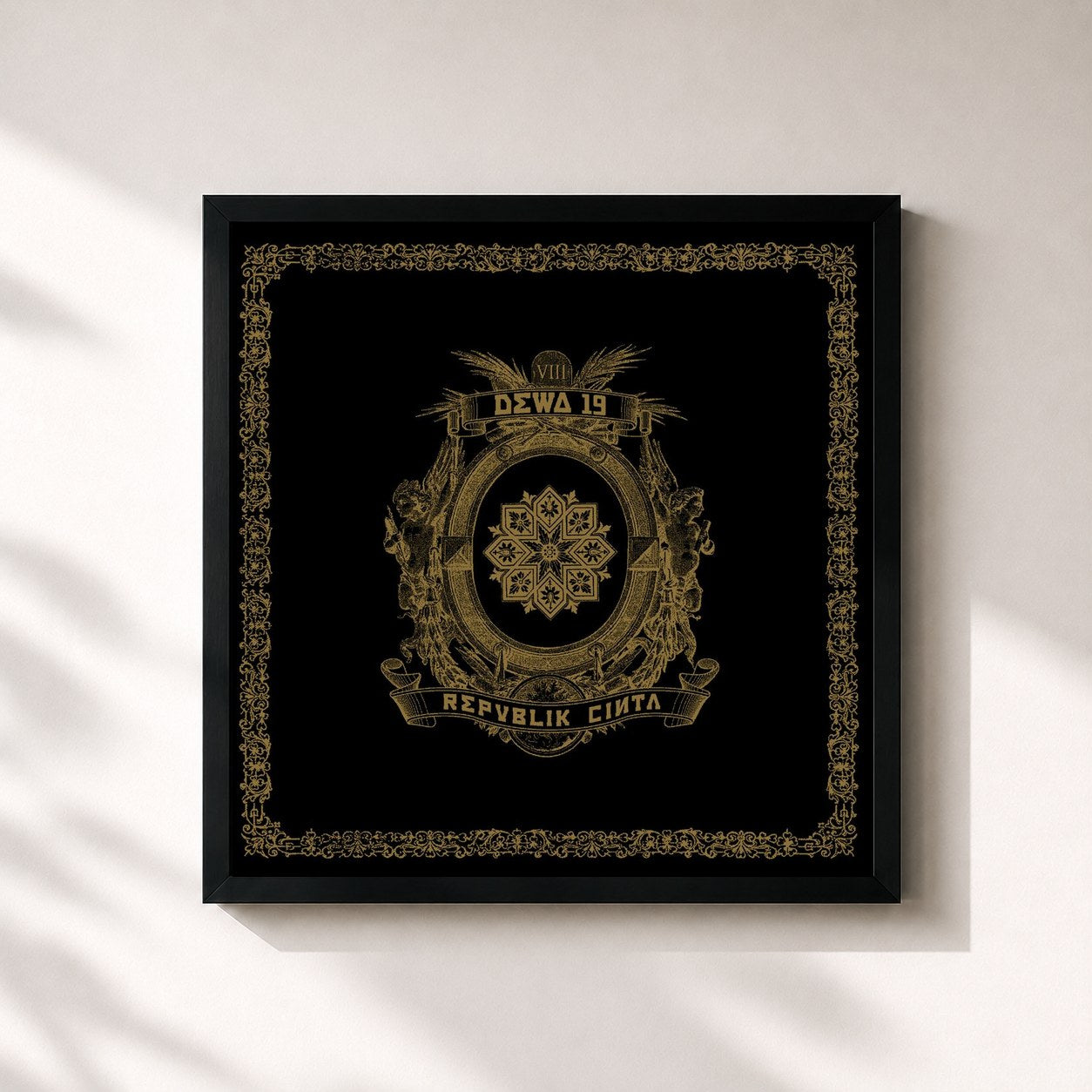 #noir Tableau carré de l'album Republik Cinta de Dewa, cadre noir 32x32 cm