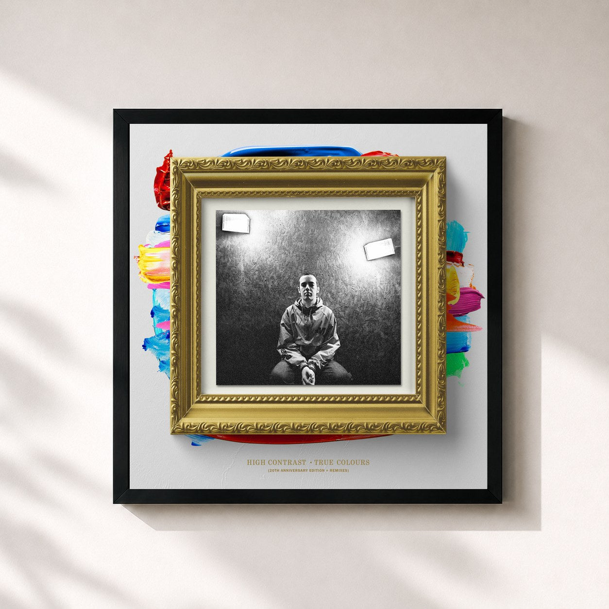 #noir Tableau carré de l'album True Colours (20th Anniversary Edition + Remixes) de High Contrast, cadre noir 32x32 cm