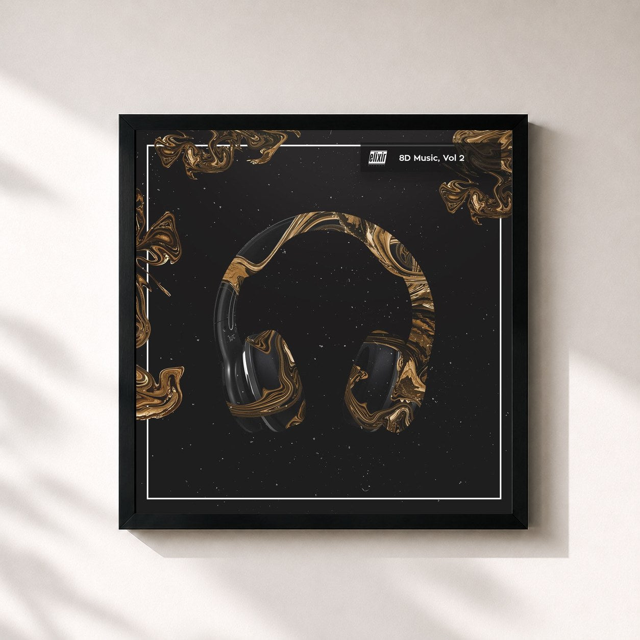 #noir Tableau carré de l'album 8D Music, Vol. 2 de 8D Tunes, cadre noir 32x32 cm