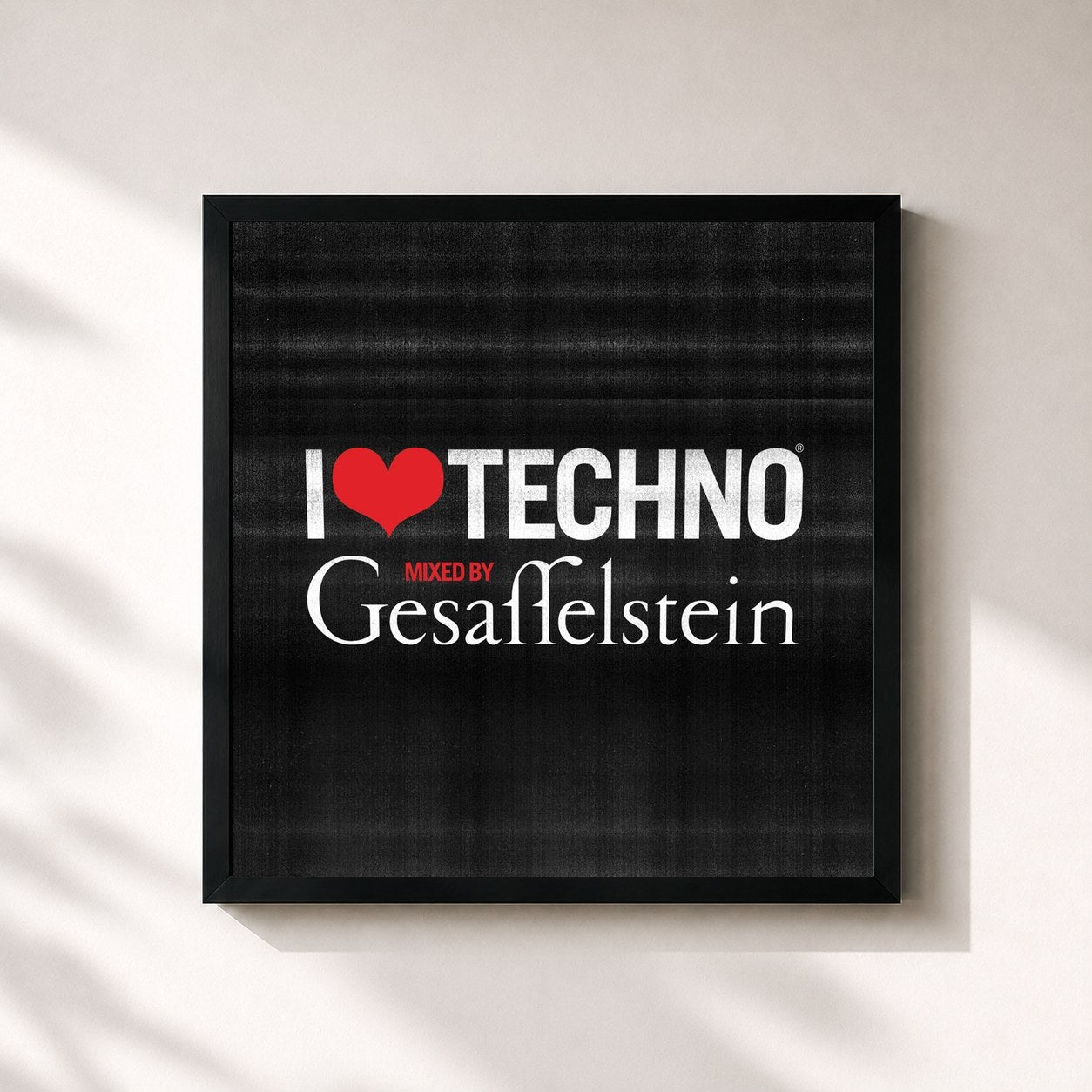 #noir Tableau carré de l'album I Love Techno 2013 de Gesaffelstein, cadre noir 32x32 cm