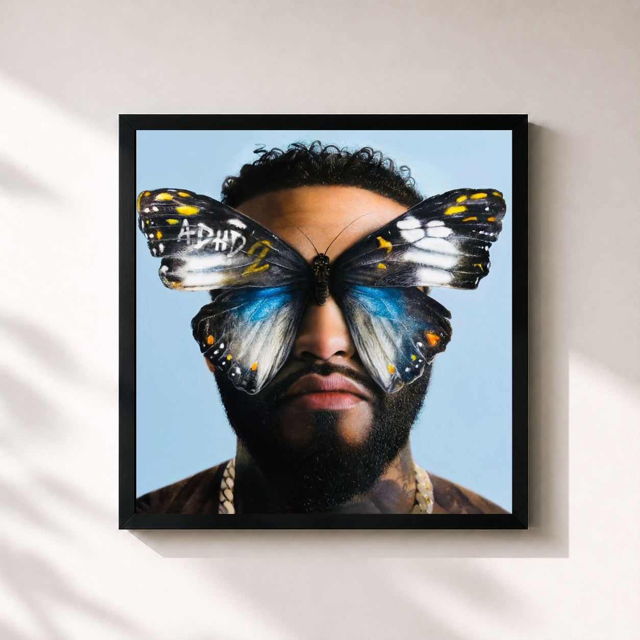 #noir Tableau carré de l'album ADHD 2 de Joyner Lucas, cadre noir 32x32 cm