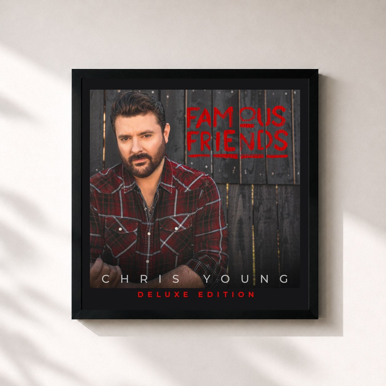 #noir Tableau carré de l'album Famous Friends (Deluxe Edition) de Chris Young, cadre noir 32x32 cm