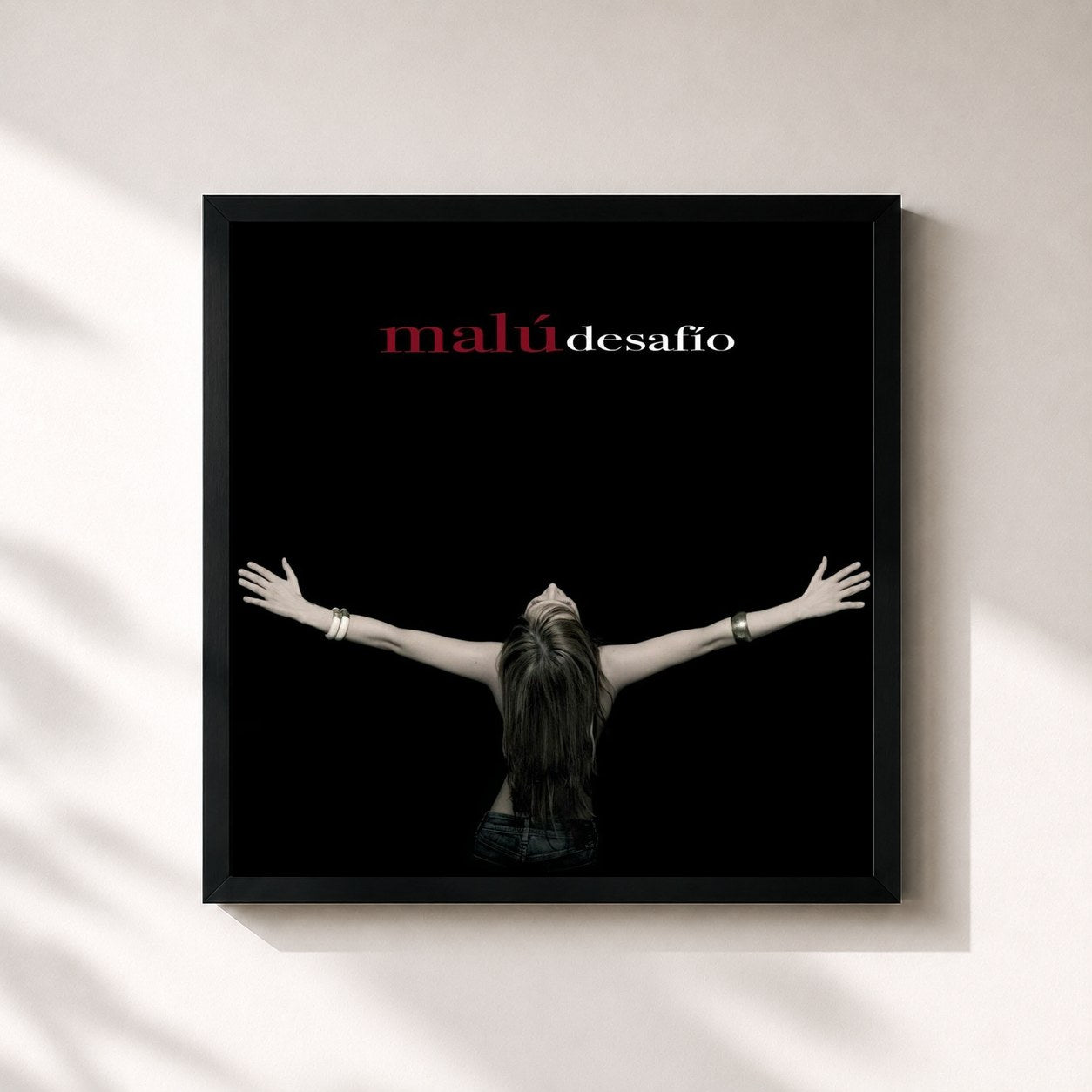#noir Tableau carré de l'album Desafío de Malú, cadre noir 32x32 cm