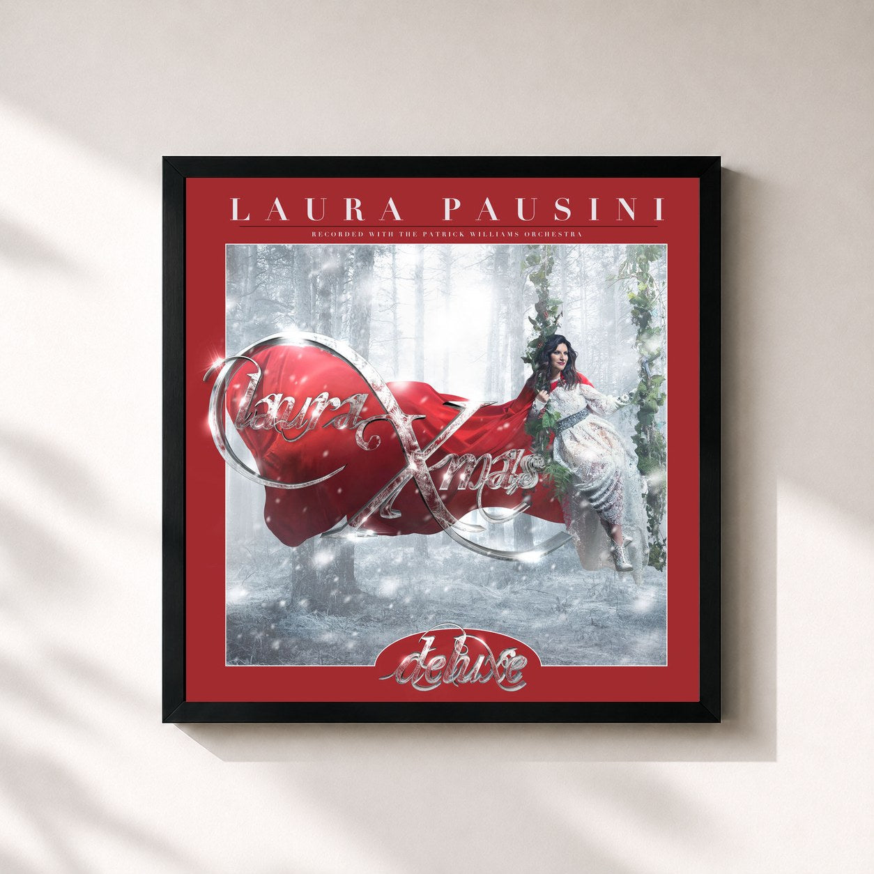 #noir Tableau carré de l'album Laura Xmas (Deluxe) de Laura Pausini, cadre noir 32x32 cm