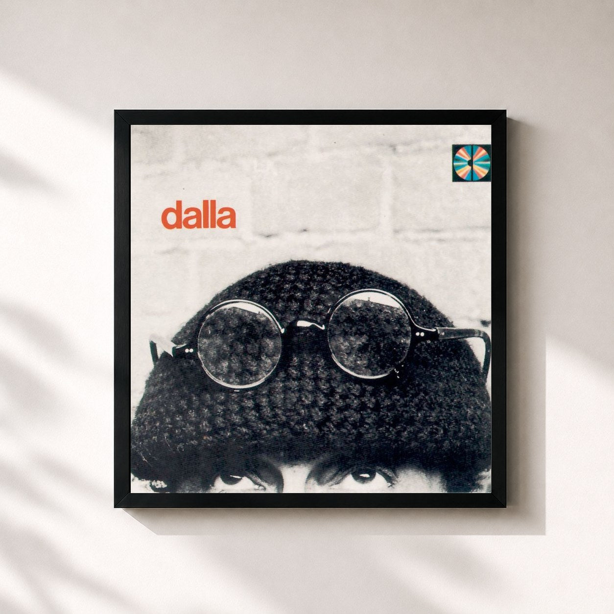#noir Tableau carré de l'album Dalla de Lucio Dalla, cadre noir 32x32 cm