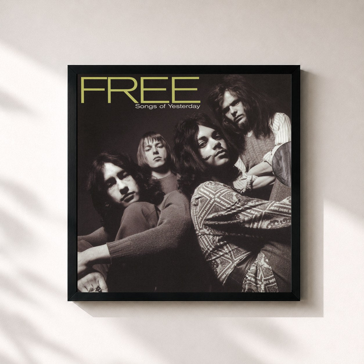 #noir Tableau carré de l'album Songs Of Yesterday de Free, cadre noir 32x32 cm