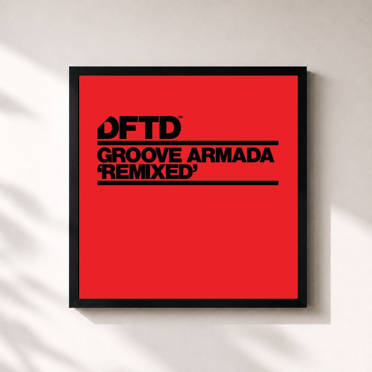 #noir Tableau carré de l'album Remixed de Groove Armada, cadre noir 32x32 cm