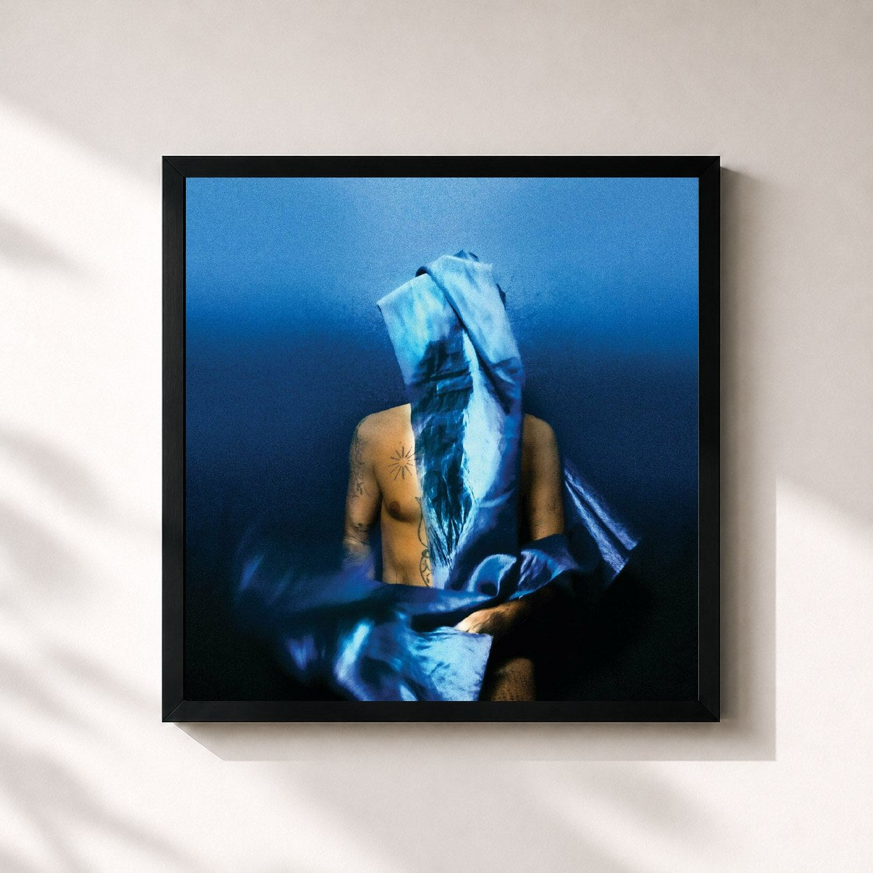#noir Tableau carré de l'album Flying Wig de Devendra Banhart, cadre noir 32x32 cm