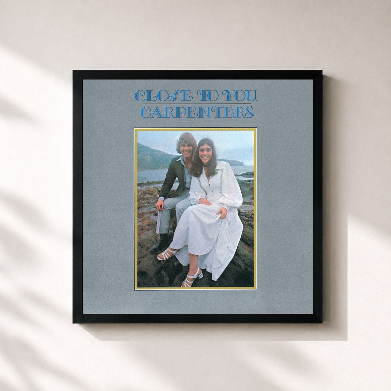#noir Tableau carré de l'album Close To You de Carpenters, cadre noir 32x32 cm
