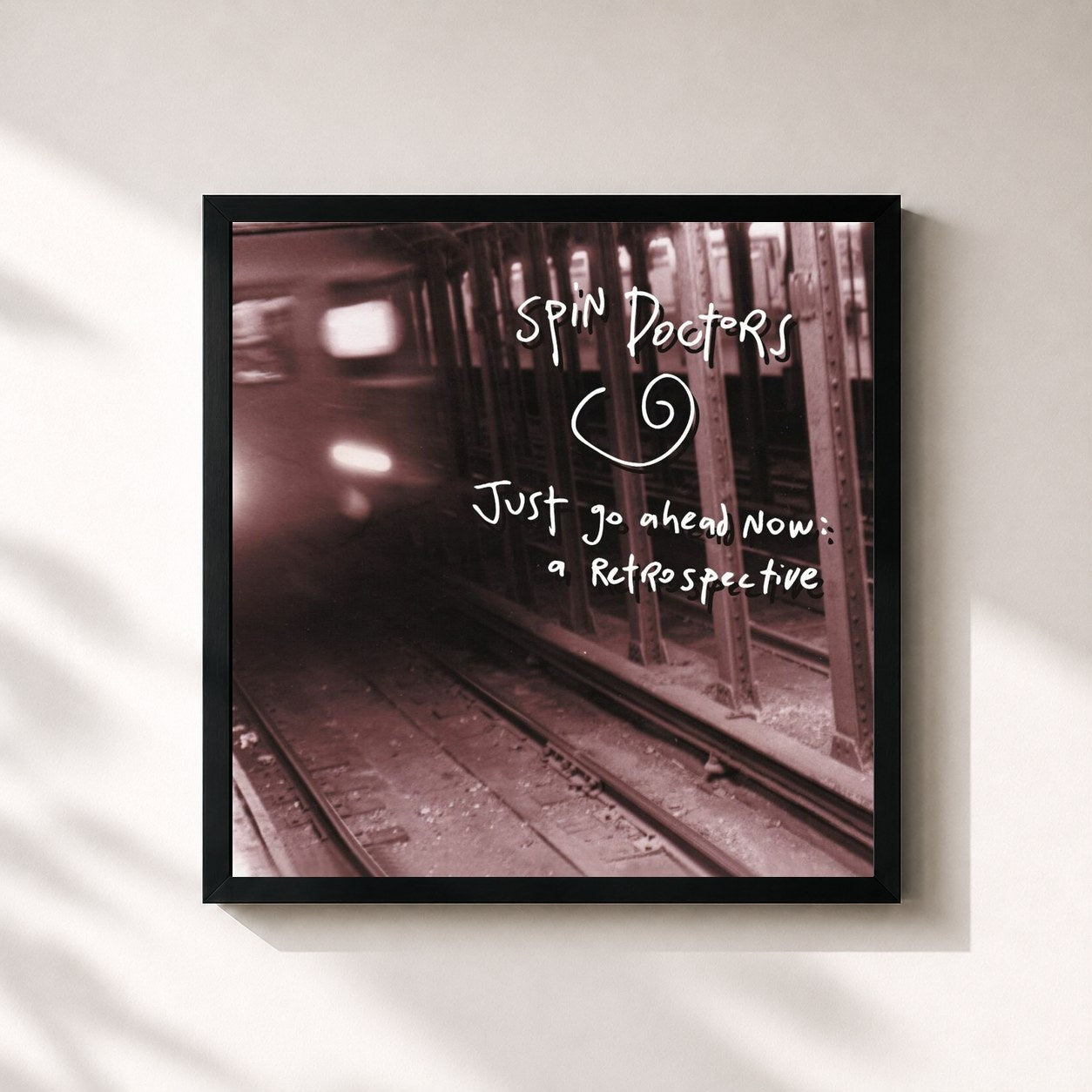 #noir Tableau carré de l'album Just Go Ahead Now: A Retrospective de Spin Doctors, cadre noir 32x32 cm
