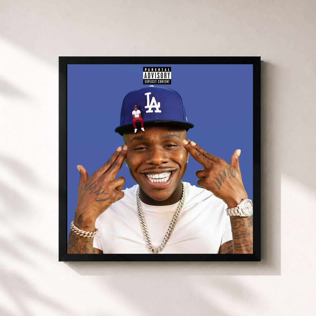 #noir Tableau carré de l'album Baby On Baby de DaBaby, cadre noir 32x32 cm
