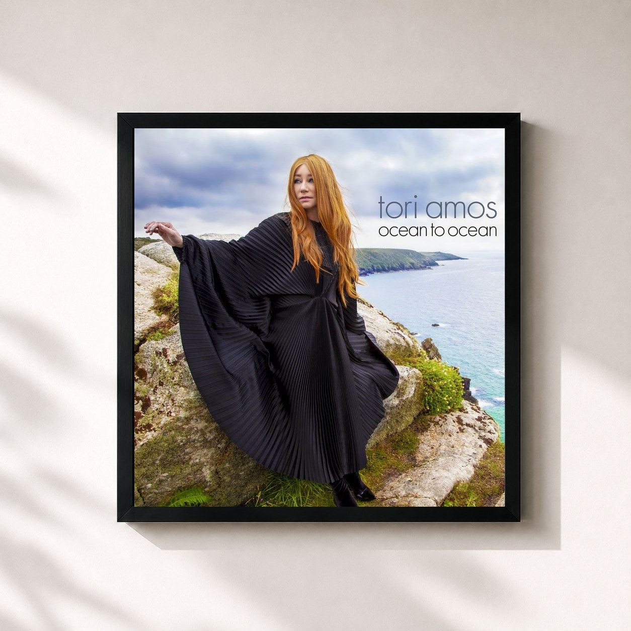 #noir Tableau carré de l'album Ocean to Ocean de Tori Amos, cadre noir 32x32 cm