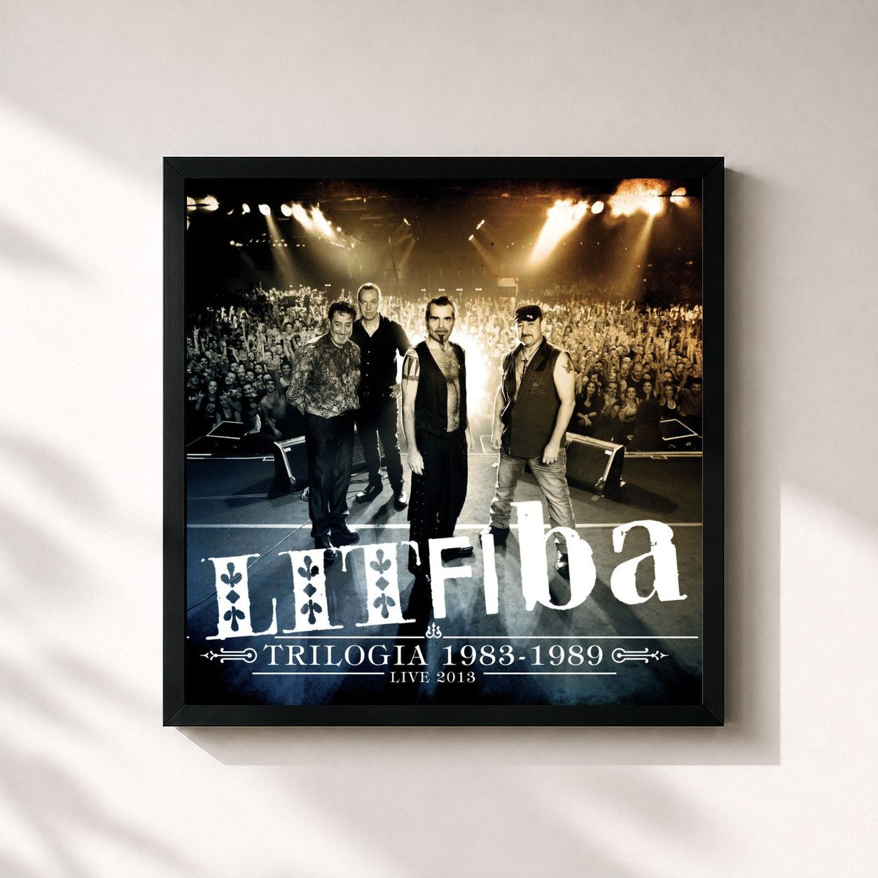 #noir Tableau carré de l'album Trilogia 1983-1989 de Litfiba, cadre noir 32x32 cm