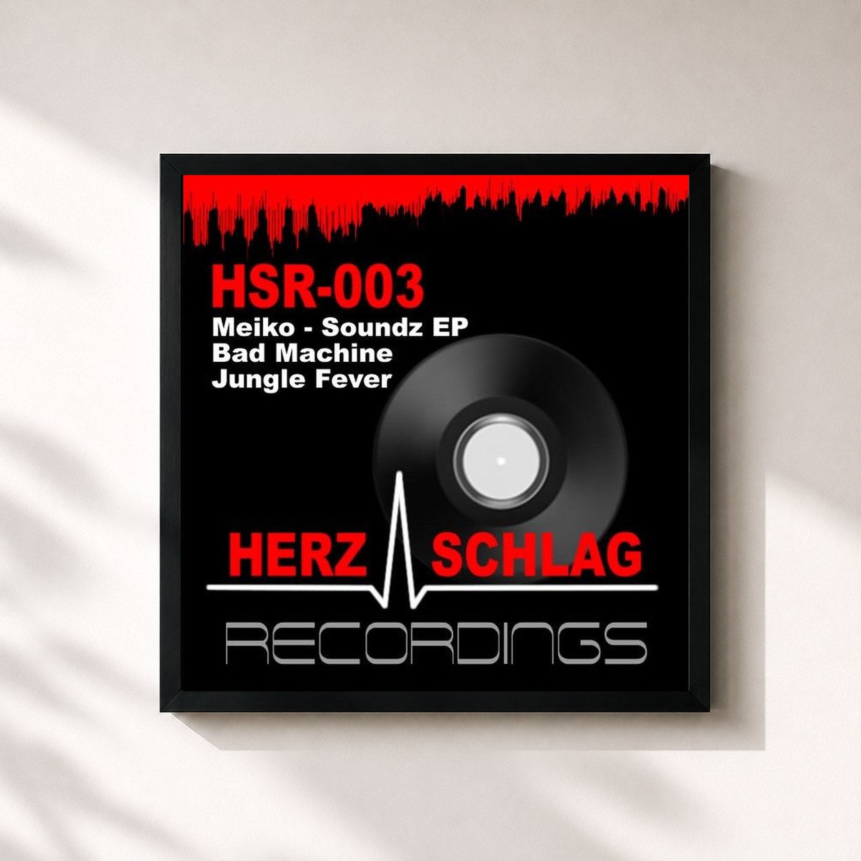 #noir Tableau carré de l'album Soundz EP de Meiko, cadre noir 32x32 cm