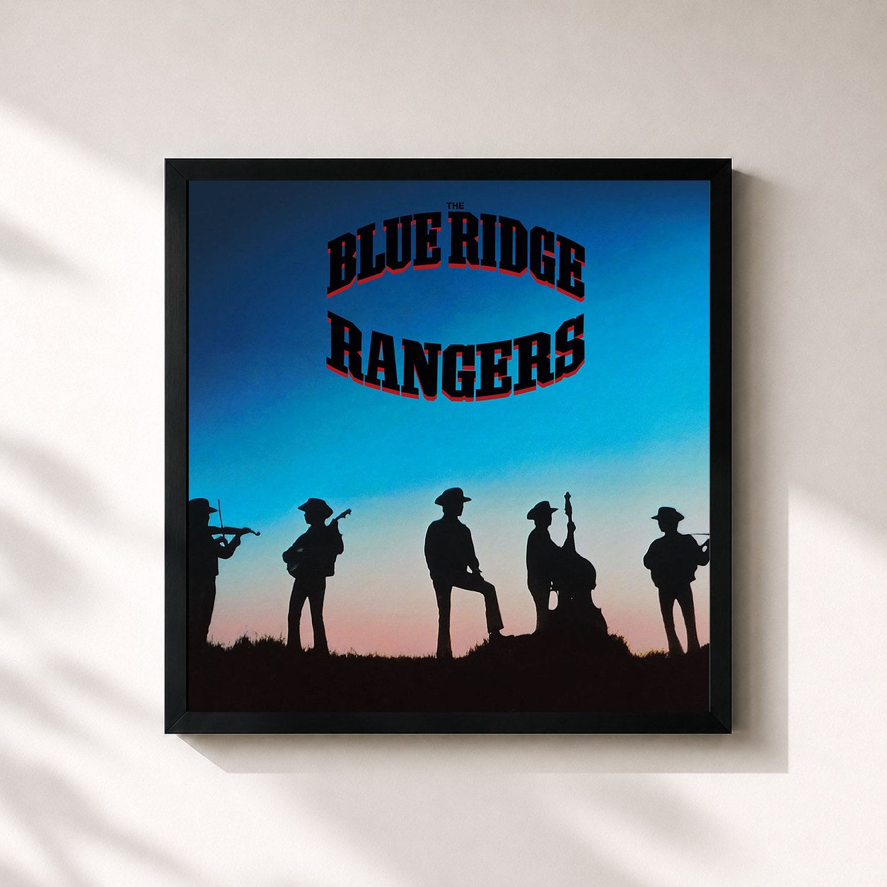 #noir Tableau carré de l'album The Blue Ridge Rangers de John Fogerty, cadre noir 32x32 cm
