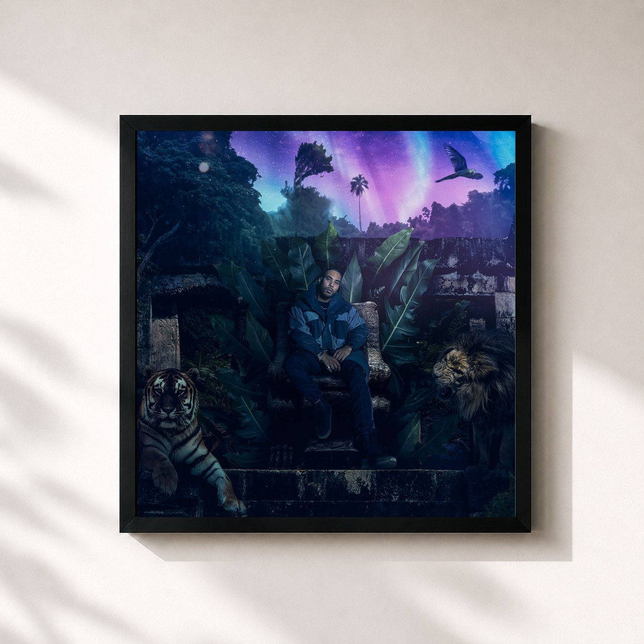 #noir Tableau carré de l'album V!BEZ, Vol. 3 de TroyBoi, cadre noir 32x32 cm