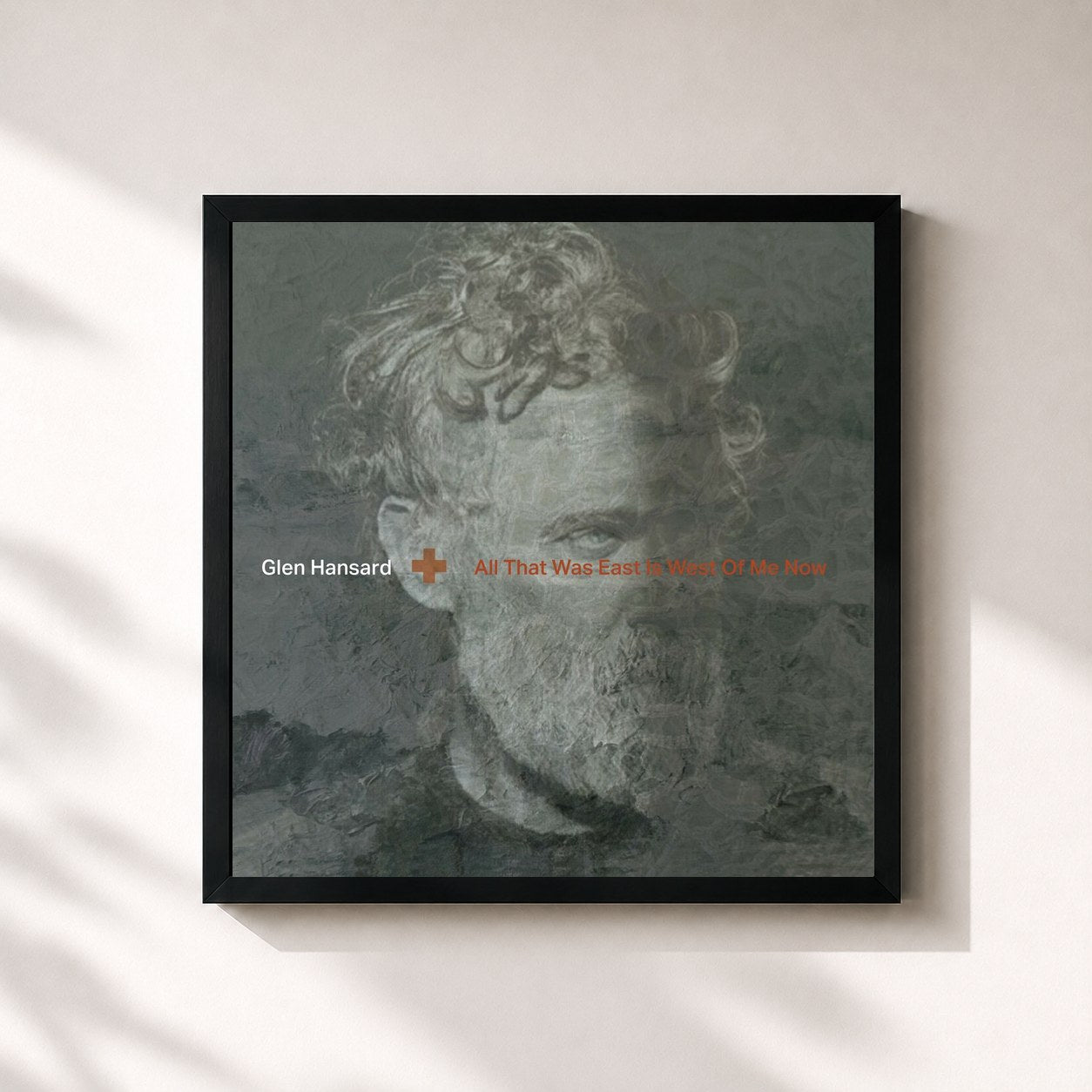 #noir Tableau carré de l'album All That Was East Is West Of Me Now de Glen Hansard, cadre noir 32x32 cm