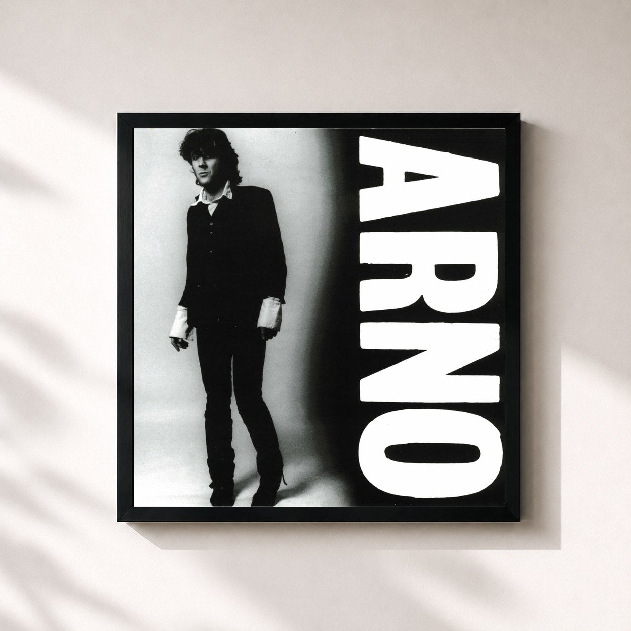 #noir Tableau carré de l'album Arno de Arno, cadre noir 32x32 cm