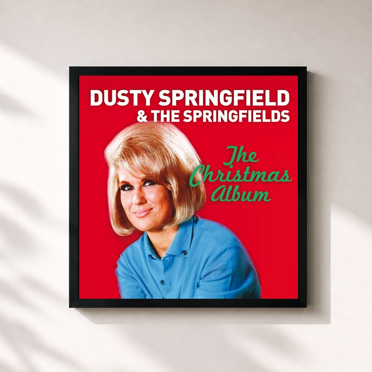 #noir Tableau carré de l'album The Christmas Album de Dusty Springfield, cadre noir 32x32 cm