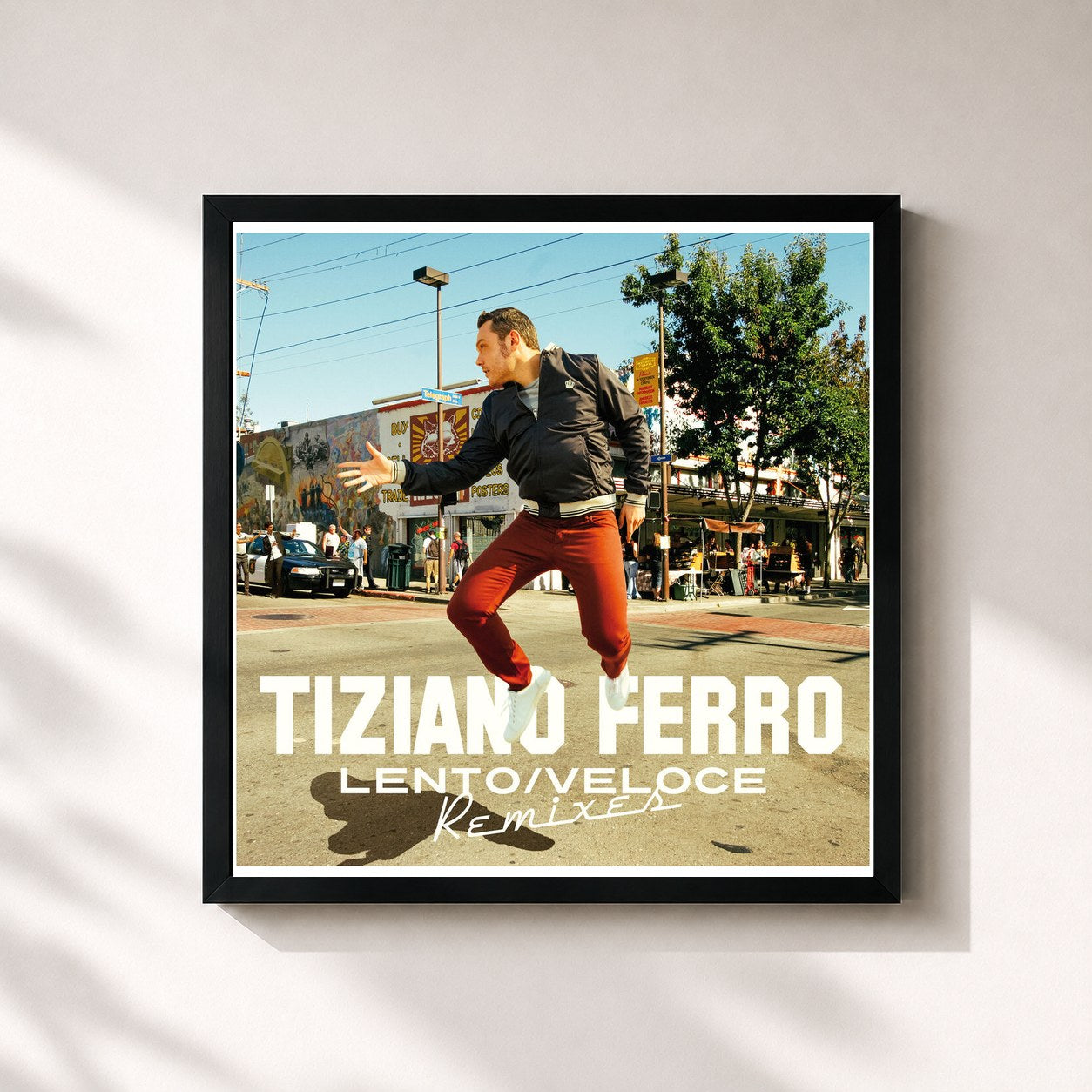 #noir Tableau carré de l'album Lento/Veloce (Remixes) de Tiziano Ferro, cadre noir 32x32 cm