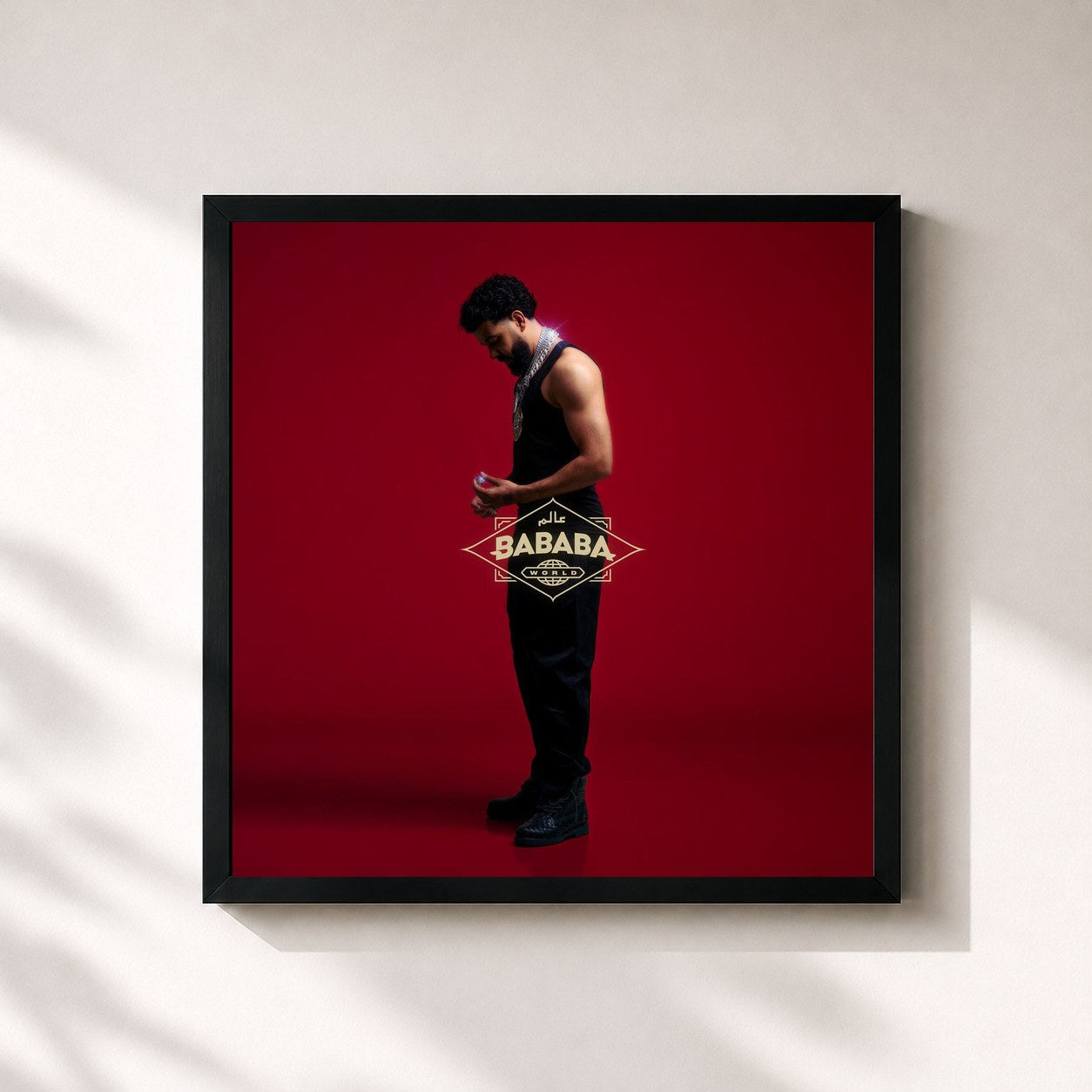 #noir Tableau carré de l'album BABABA WORLD de DYSTINCT, cadre noir 32x32 cm