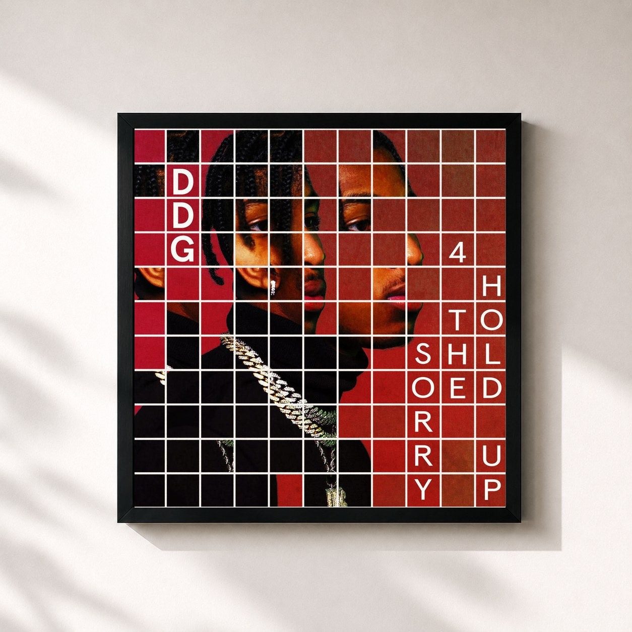 #noir Tableau carré de l'album Sorry 4 The Hold Up de DDG, cadre noir 32x32 cm