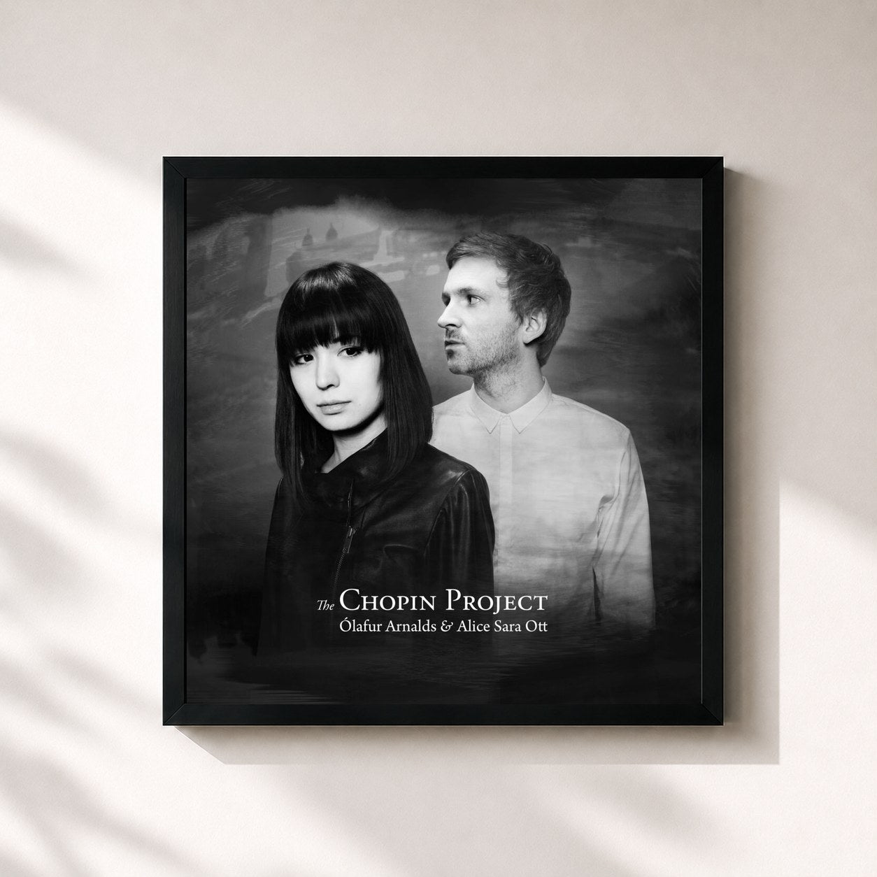 #noir Tableau carré de l'album The Chopin Project de Ólafur Arnalds, cadre noir 32x32 cm