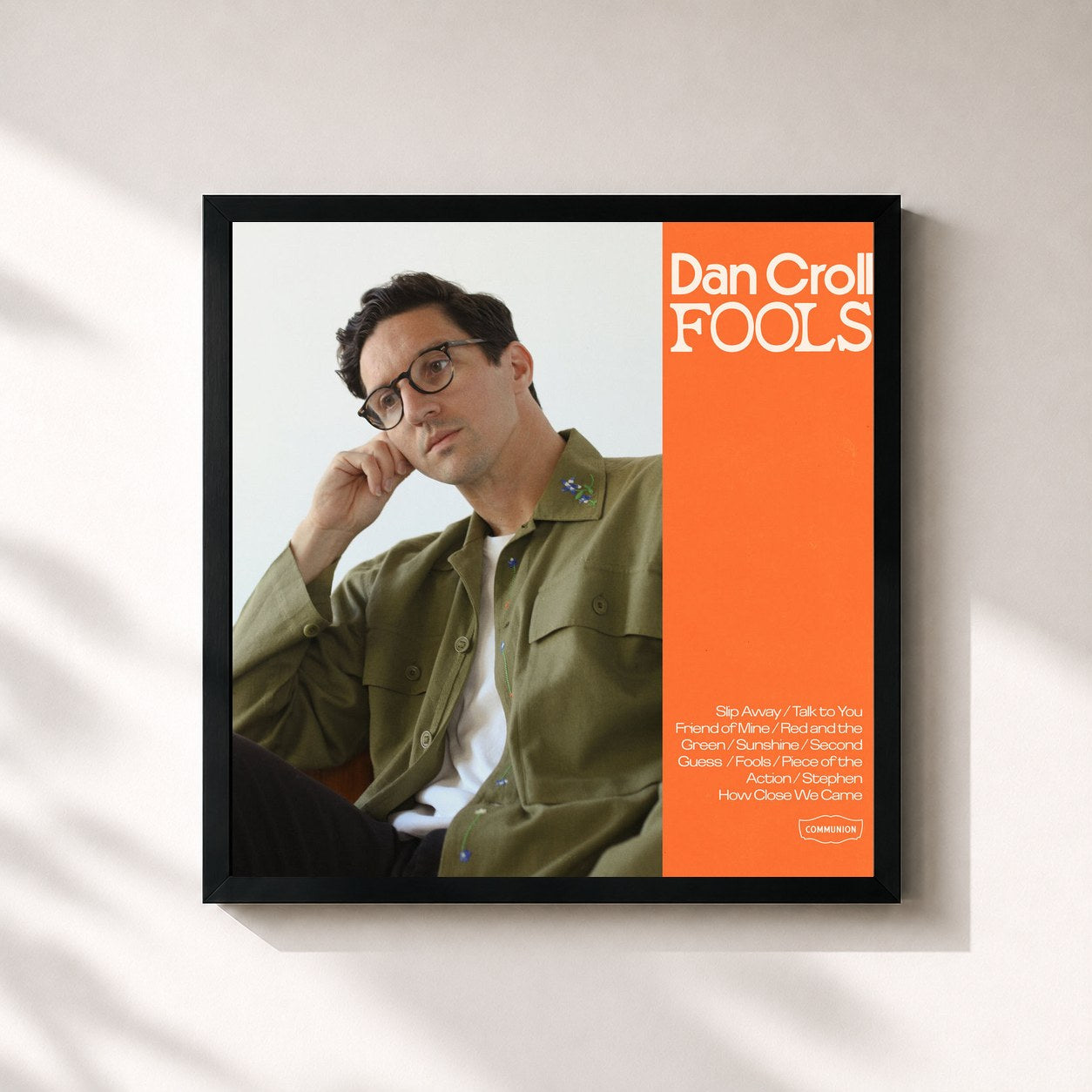 #noir Tableau carré de l'album Fools de Dan Croll, cadre noir 32x32 cm